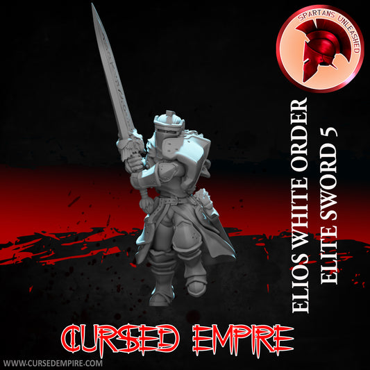 RPG/Tabletop Gaming Miniature - White Order Elios Elite Sword 5 - Unpainted